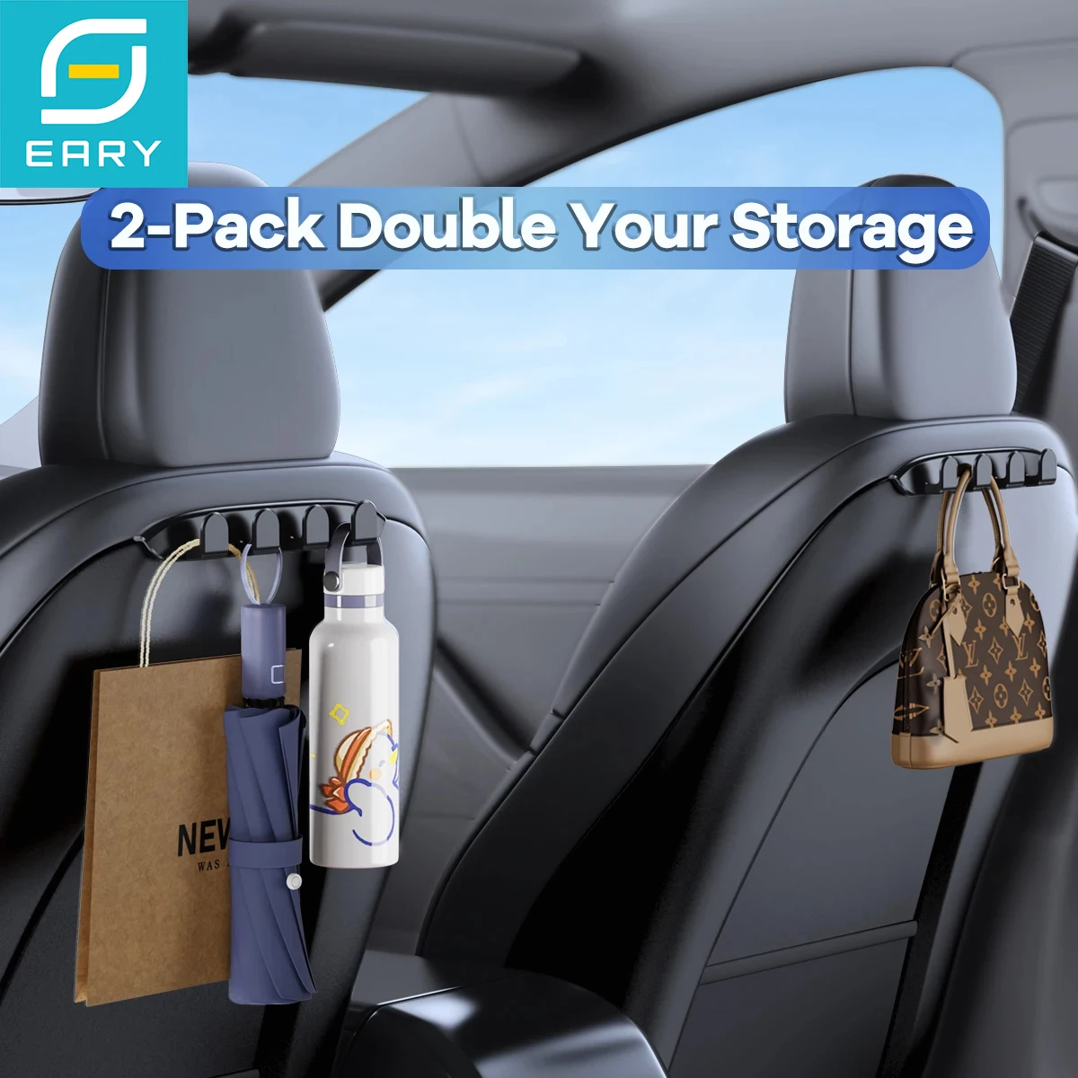 

Крючки для сидений Eary для Tesla Model 3 Y, аксессуары 2026 2025 2024 2023, органайзер для подголовника автомобиля, вешалка для кошельков, продуктовая сумка