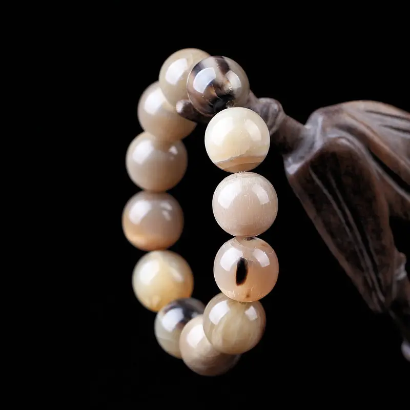 Natural Plain Ox Horn Round Beaded Bracelets 10mm 12mm BB-488