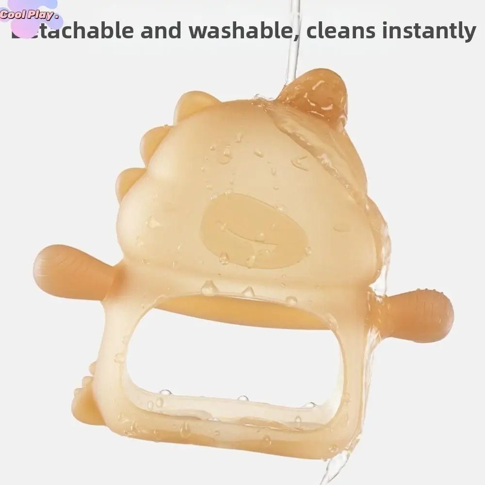 

3 шт., мягкие детские прорезыватели для динозавров, против падения, удобная ручка, игрушки для кормления грудью, успокаивающие десны для младенцев, защита от еды, рука