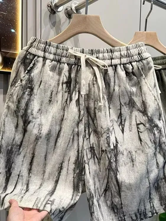 

Tie-Dye Men's Summer Spor Loose Fit ort orts Thin Five-Quarter Length Casual Pants Outerwear Big Size Youth Faion