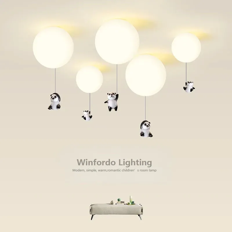 

Panda Ceiling Lamp Creative Warm Pendant Light Modern Children's Room Bedroom Lighting Hanging Indoor Led Fixture Homr