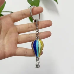 Lovely Hot Air Balloon Keychain Cloud Key Ring Enamel Key Chains for Women Men Handbag Accessorie DIY Handmade Jewelry Gifts