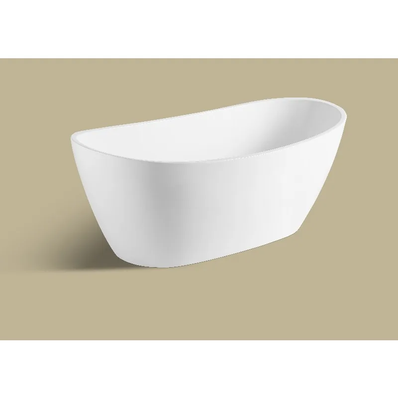 Modern Design 1.5m/1.7m White Acrylic Freestanding Bathtub for Indoor Use-for Hotel Villa Includes Drainer Soaking for 1 Person