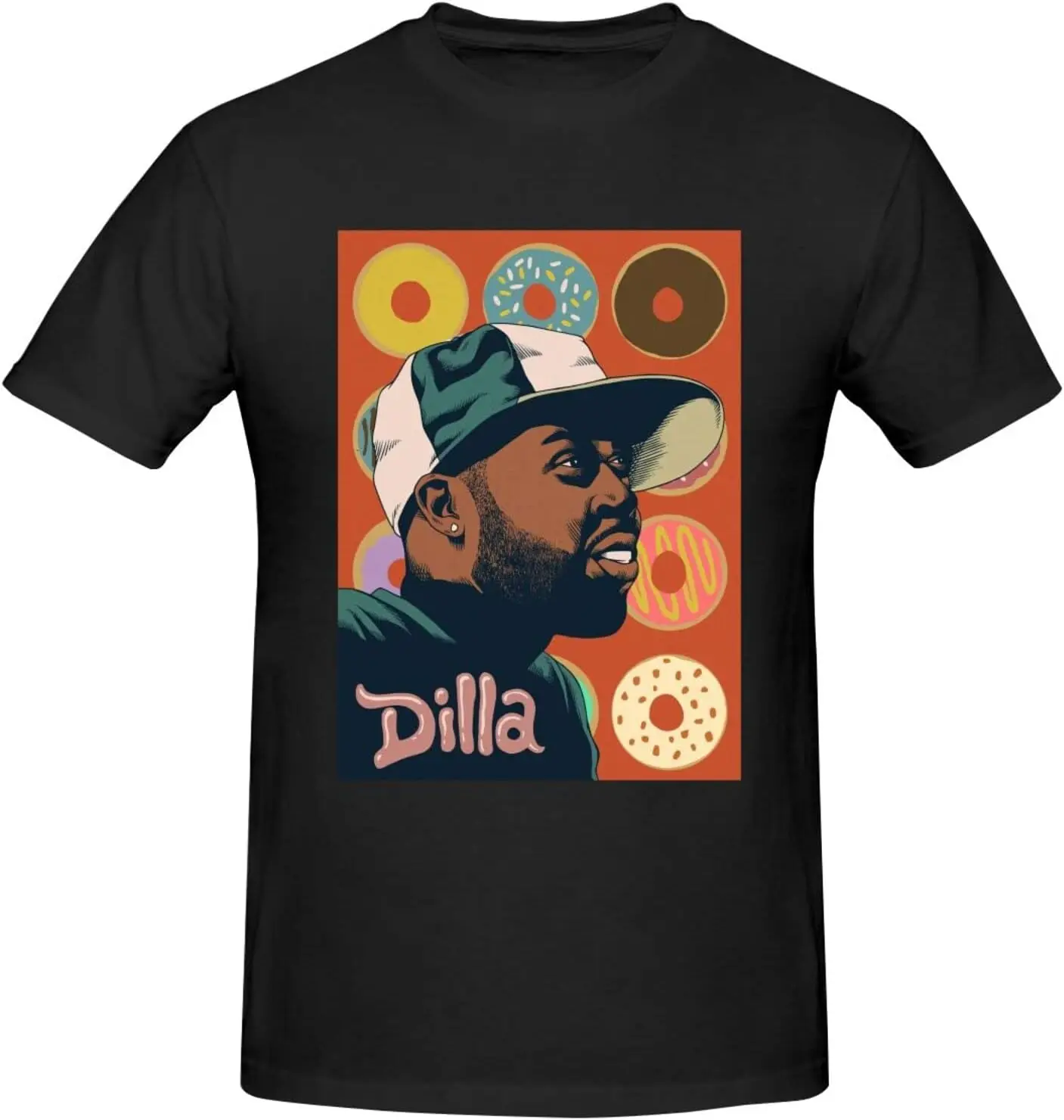 

J Dilla Men's T-Shirts Graphic Cotton Short-Sleeve Crew Neck Athletic Casual Tee Shirts Black