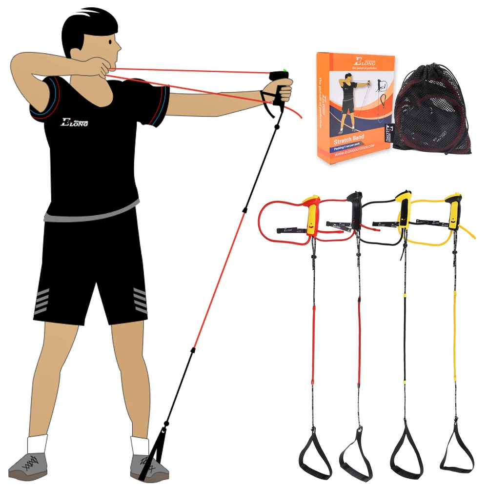 Archery Stretch Band Recurve Bow Training Device with High Quality Rubber Band & Composite and Elastic Pedal for Skill Practice