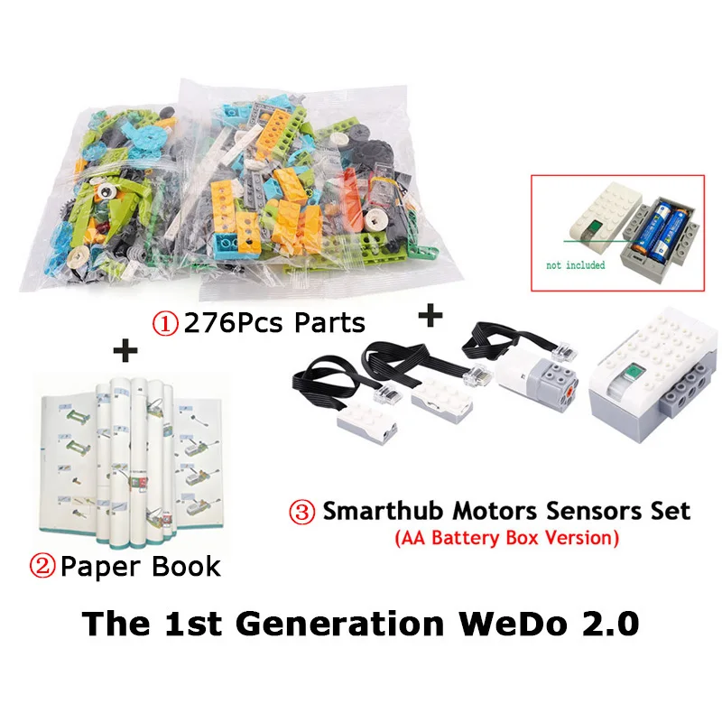 새로운 업그레이드 280-390개 위두 2.0 브릭 모터 센서 스마트허브 스크래치 3.0 호환 로봇 공학 교육용 장난감