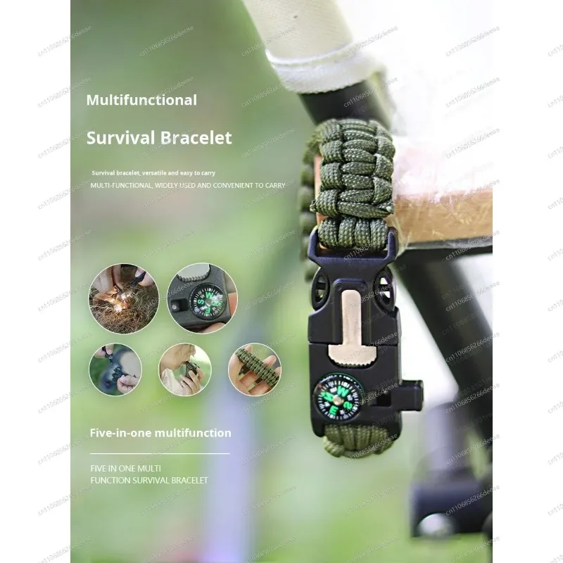 Pure Core Stainless Steel Braided Paracord Survival Bracelet Multifunctional 5-in-1 Outdoor Camping Hiking Tool-YBJ