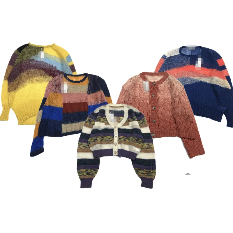 

Винтажный осенне-зимний яркий цветной художественный трикотаж из шелка Fair Isle Sea, витой шерстяной свитер, женский модный топ