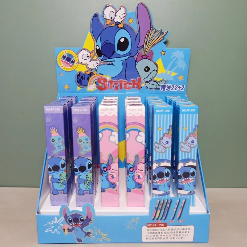 

24pcs Anime Sstitch Gel Pen Cartoon 0.5 Press Signature Pen Individually Packaged Student Stationery Wholesale