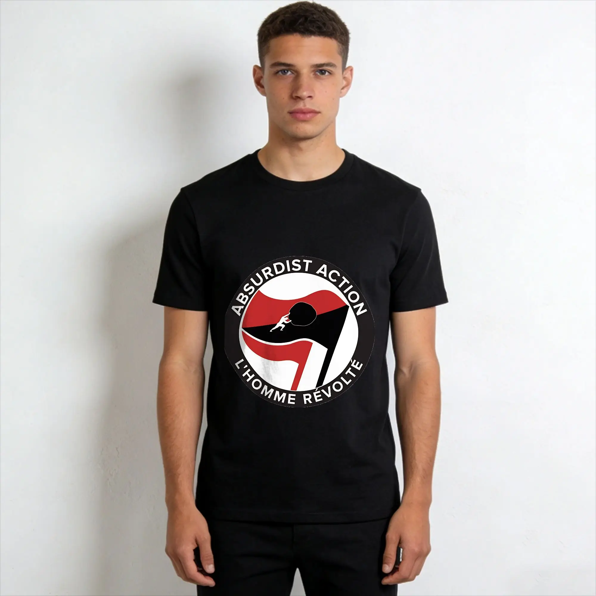 Men Antifa Anarcho T Shirts  100% Cotton Tops Humorous Short Sleeve Round Neck Tee Shirt Plus Size T-Shirts