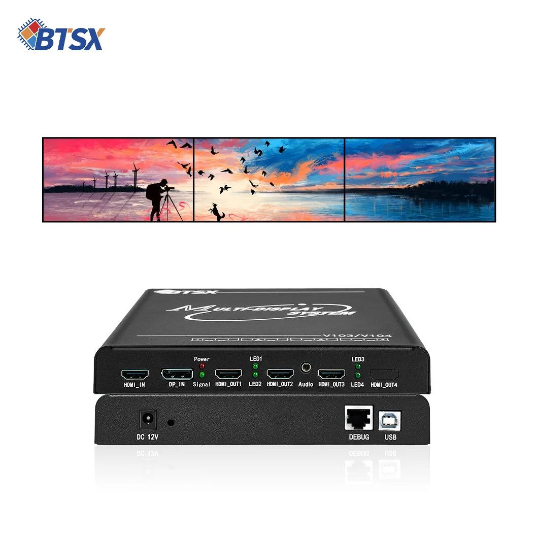 

4k Video Wall Controller 3x1 2x2 Video Wall Point-to-Point Splicing Processor Supports flip 4K Resolution