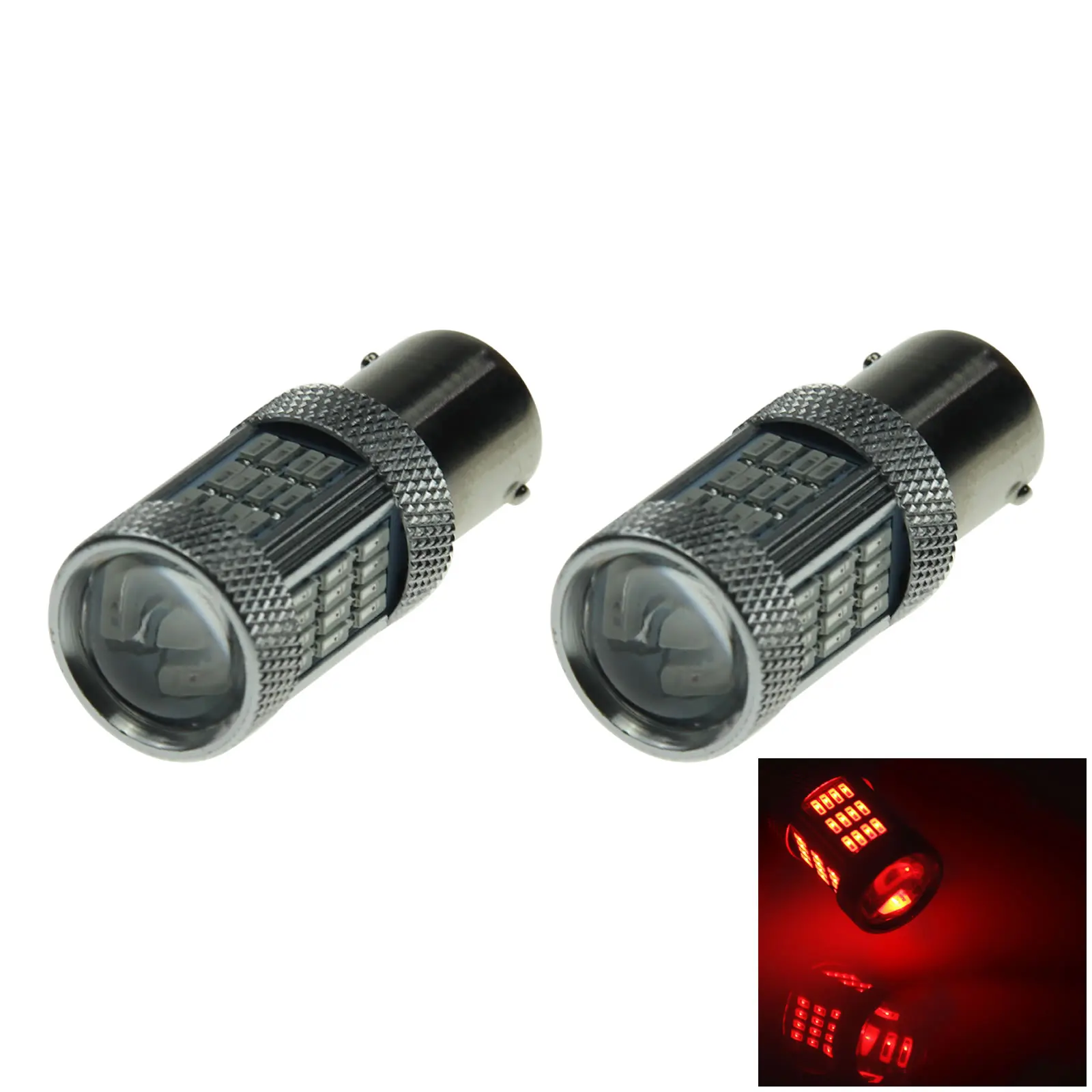 2x Red RV 1157 Brake Blub Camper Lamp 54 Emitters 4014 SMD LED 2357 2397 Z20162