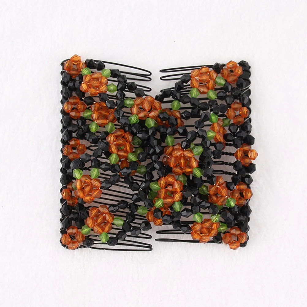 

4pcs Handmade Beads Double Clip Durable Steel Comb Stretchy Hair Slide For Women Girls Thick Comfortable Sleep-Friendly Hair