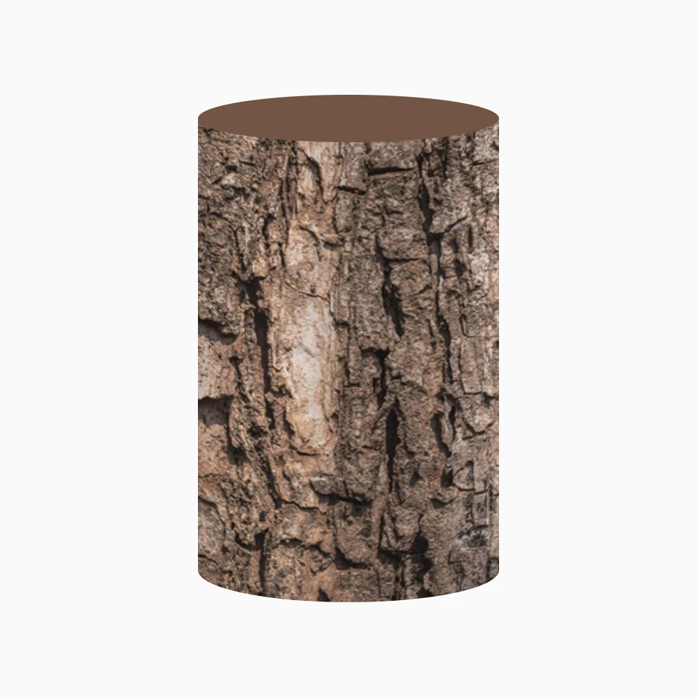 Yeele Custom Cylinder Cover Backdrop Rustic Wood Texture Birthday Party Plinth Cake Dessert Pedestal Background Decor Elastic