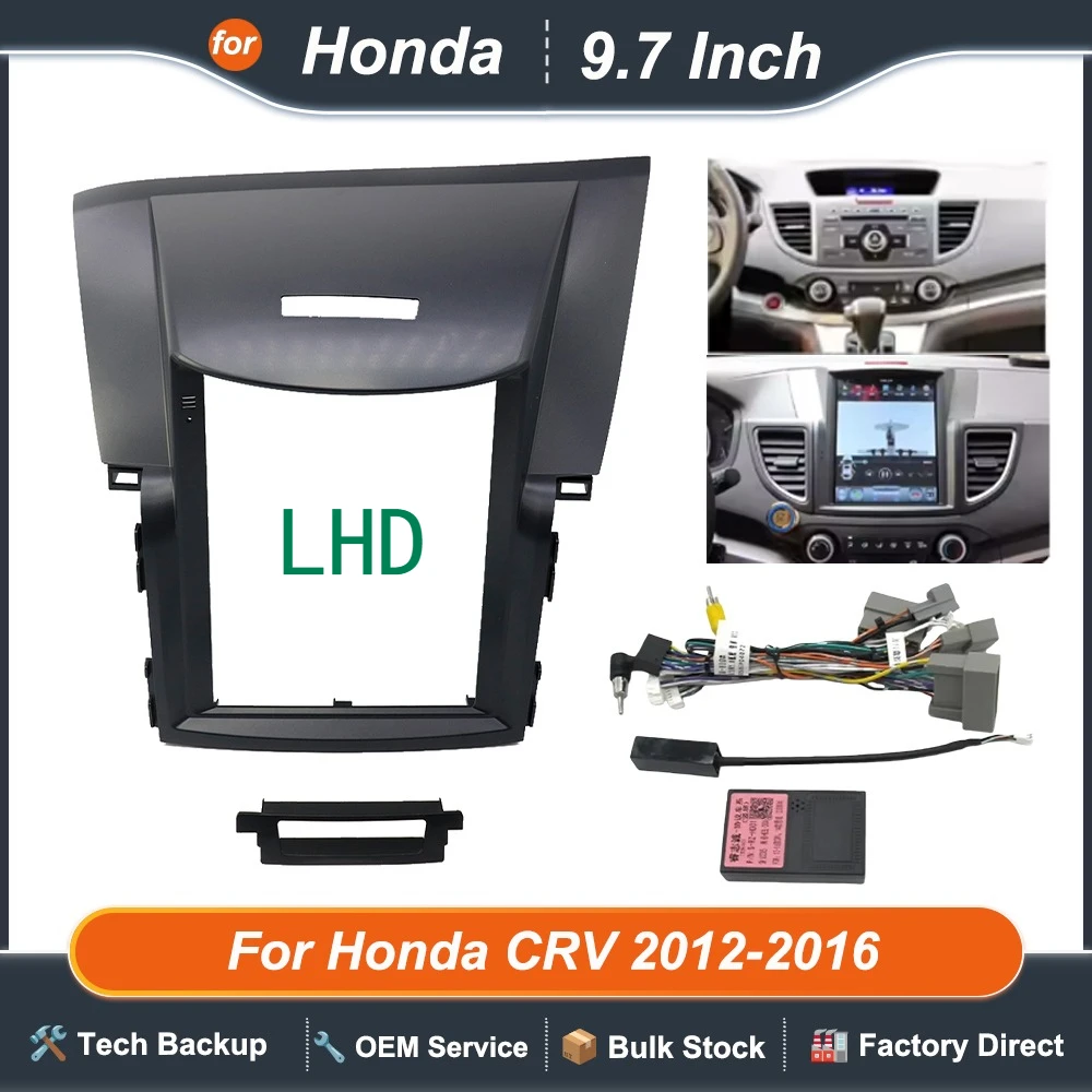 

2 Din Car Radio Fascias 9.7 Inch For Honda CRV 2012-2016 Tesla Style Multimedia Frame Video Player Navigation DVD Panel Trim Kit