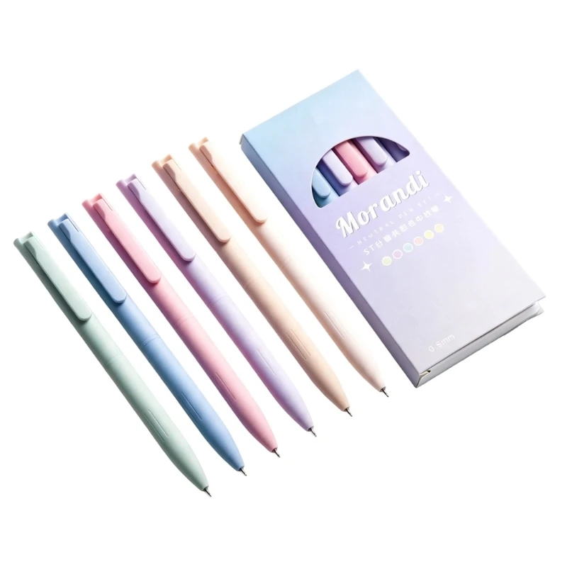 6pcs Retractable Gel Pen 0.5mm Tip For Classrooms Business Clicks Type Gel Pen Quick-Drying Roller Ball Pen Set