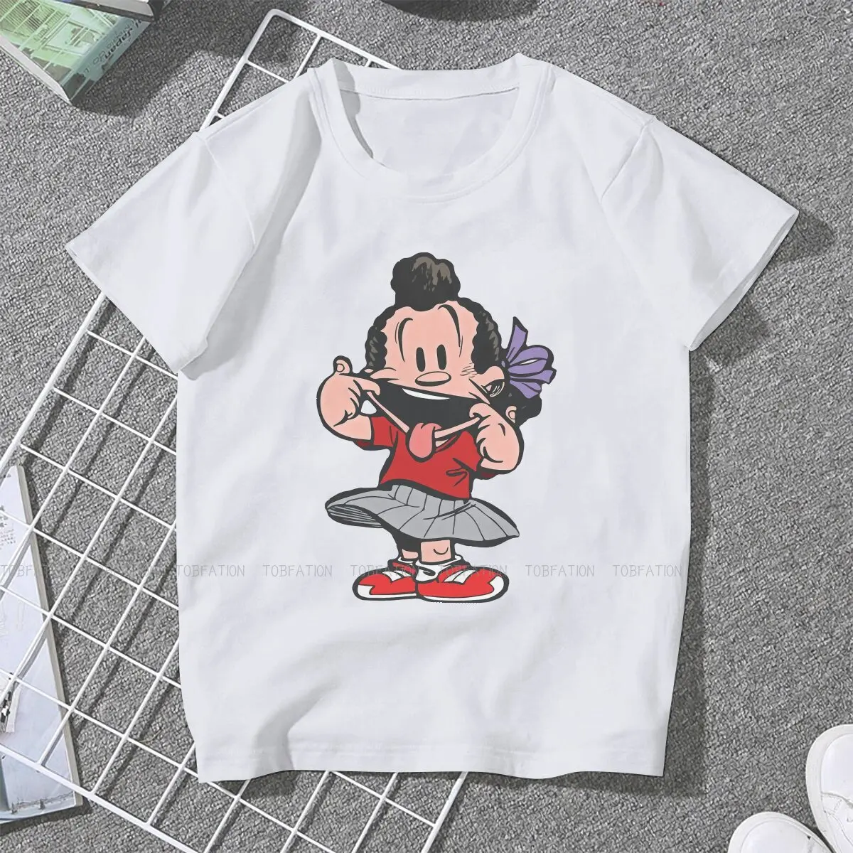 Girl Sticking Tongue Out Women Clothing Le Petit Spirou Female Tshirts Vintage Graphic Loose Tops Tee Kawaii Girls Streetwear