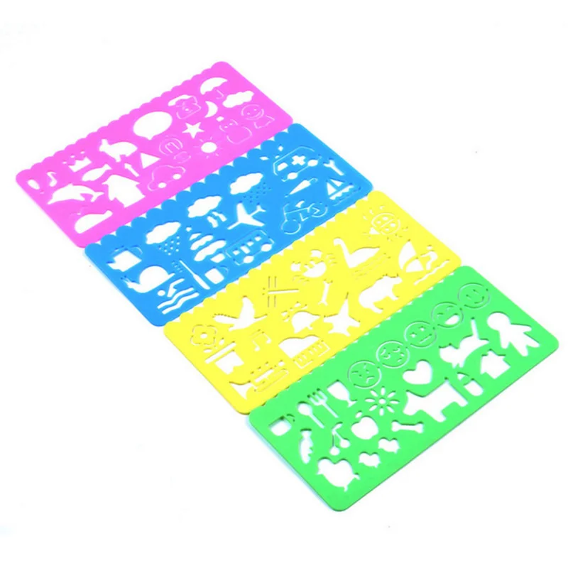 

200pcs Elementary School Learning Supplies, Ten Thousand Square Rulers, Stationery, Creative Design Set of Painting Templates