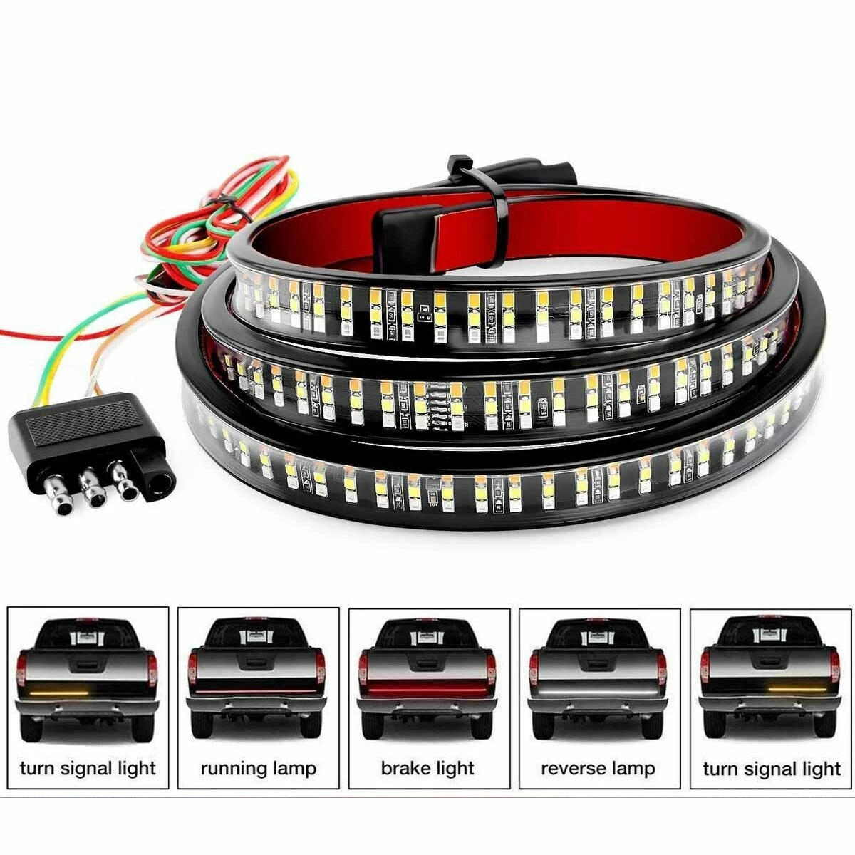 1.2/1.5m Truck Tailgate LED Light Strip, Pickup Truck/Trailer/SUV Full-Function Reverse Turn Signal Taillight Waterproof Design