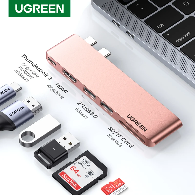 UGREEN Hub USB C Cho MacBook Pro Air USB Loại C HDMI HUB Cho MacBook Pro Air Adapter Thunderbolt 3 dock USB C 3.1 HUB USB