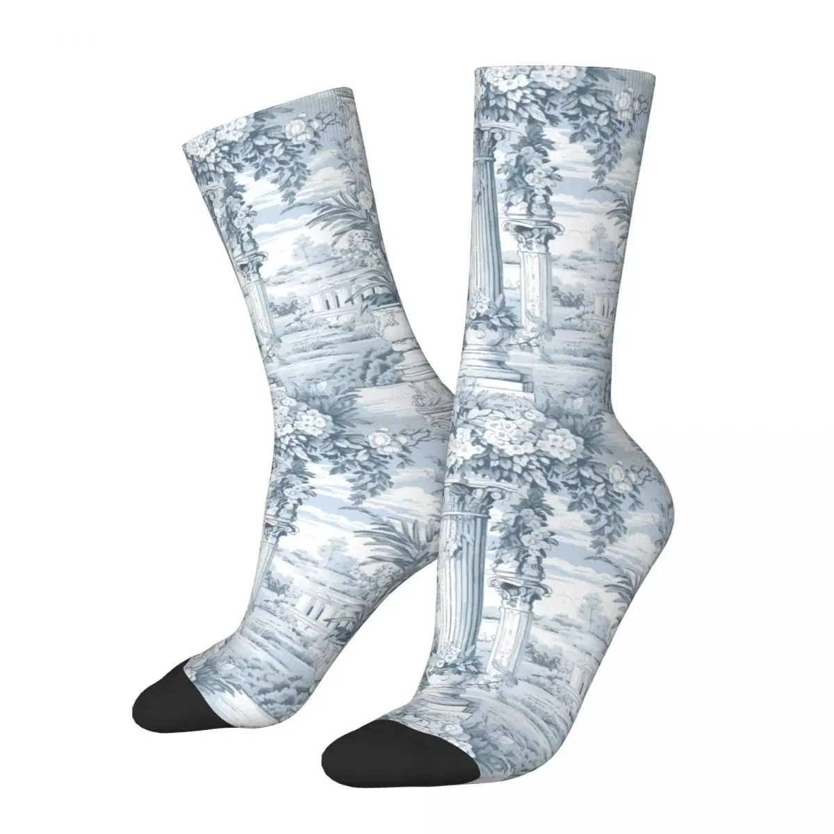 Colorful Men's Women's Ancient Pillar Garden Toile De Jouy Dress Socks Fabric Of Jouy Print Stuff Print Socks Soft Best Gifts