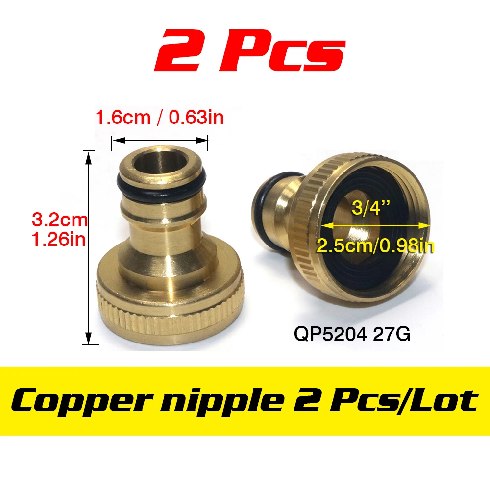 Brass Faucet Tap Connector Mixer Hose Adaptor Quick Connecter 3/4'' Copper Hose Coupling Adapter Garden Watering Fittings Tool