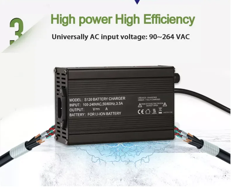 

54.6V 3A Charger Is Suitable For Power Tool, Robot, Electric Vehicle Lithium Battery 48V 13S Wide Voltage Switch with Fan