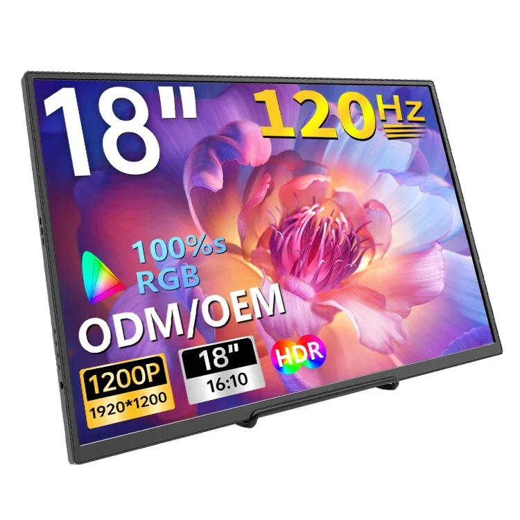 18 Inch Portable HD-MI Monitor 120Hz 100% SRGB 1080p HDR LCD Display Backlit LED Screen Portable Monitor