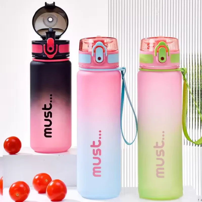 

500/650ML Water Bottle Liter Stay Hydrated Motivated Plastic Sport Bottle Reminder Times Sports Kettle Outdoor Fitness Office
