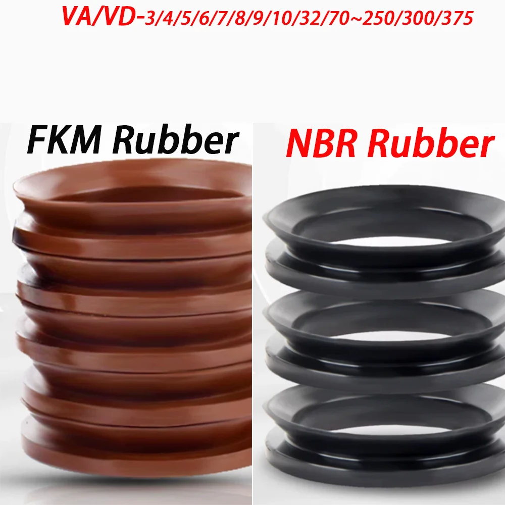 VA/VD 3/4/5/6/7/8/9/10/32/70~250/300/375 NBR/FKM Rubber Wear-resistant Waterproof And Oil-proof V-shaped Rotating Seal Ring