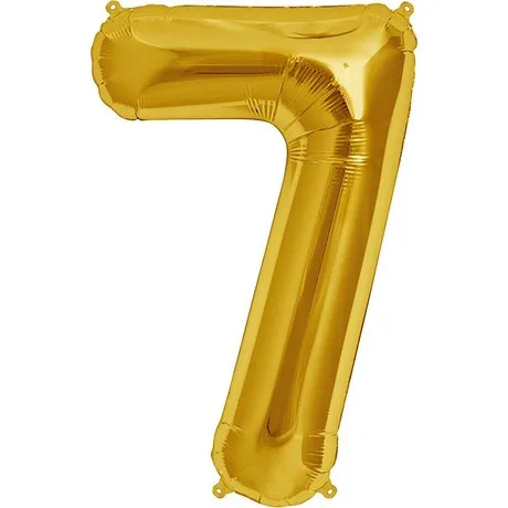 Shaped Supershape Gold figure foil balloon 7 number