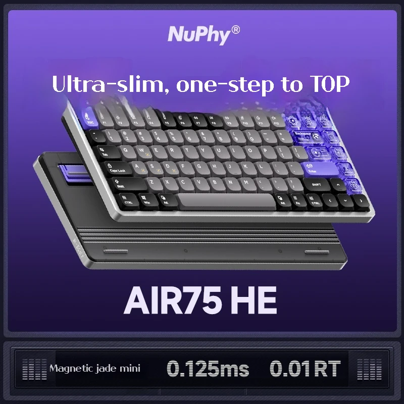 NuPhy Air75 HE Customized Gaming Keyboard Gateron Jade POM Mini Magnetic Switch 0.01mmRT SOCD 8k Polling Rate 0.125ms Latency