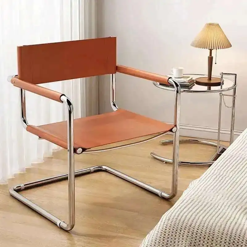 Black Dinning Chairs Stainless Steel Black Metal Balcony Bedroom CasualChair Leather Lounge Silla De Comedor Library Furniture image 2