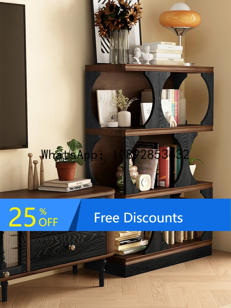 LYY French Retro Solid Wood Living Room Full Wall Bookshelf Modular Combination Cabinet Bookshelf Study Room Vintage Style