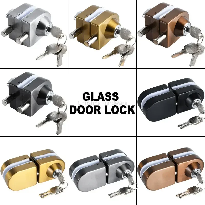 Perforation-Free Black Titanium Rose Gold Glass Lock Single Door Double Toughened Glass Door Lock Bathroom Glass Door