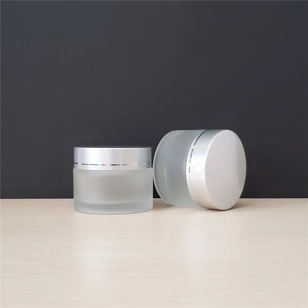 100 frascos de vidro fosco dos pces 50g, frascos de creme 50ml, garrafas de creme dos cuidados com a pele, recipientes cosméticos de 1.7 fl oz