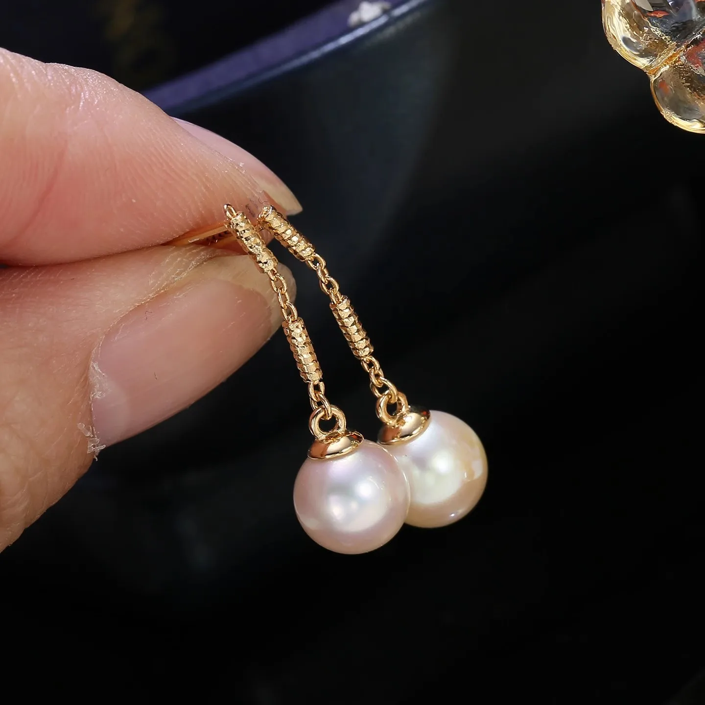 MeiBaPJ 8mm Natural Nearround Pearls Fashion Simple Drop Earrings 925 Silver Fine Wedding Jewelry for Women 5