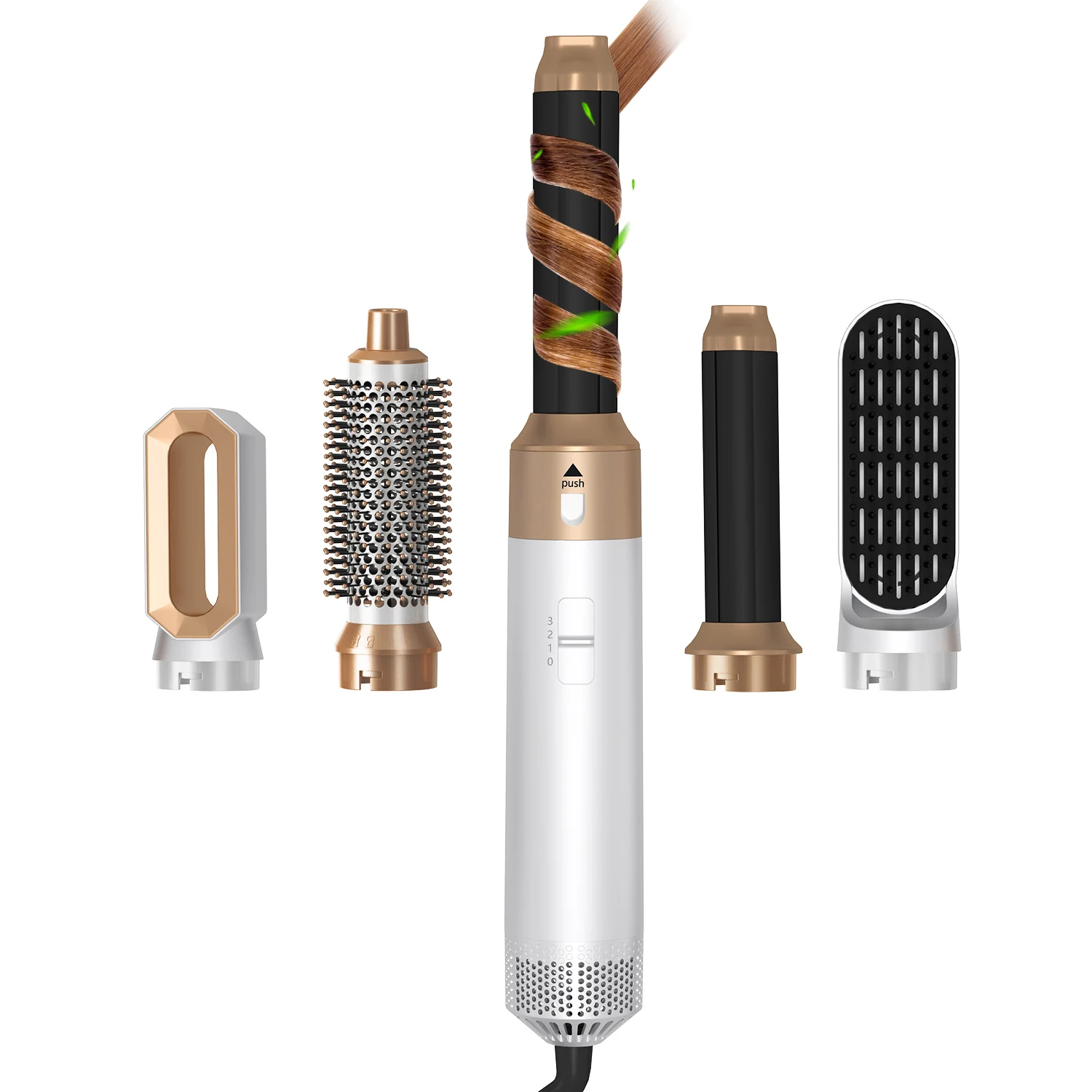 

5 в 1, щетка с горячим воздухом, высокоскоростной фен с горячим и холодным ветром, щипцы для завивки волос, расческа, съемный набор кистей, инструменты для укладки волос, бигуди