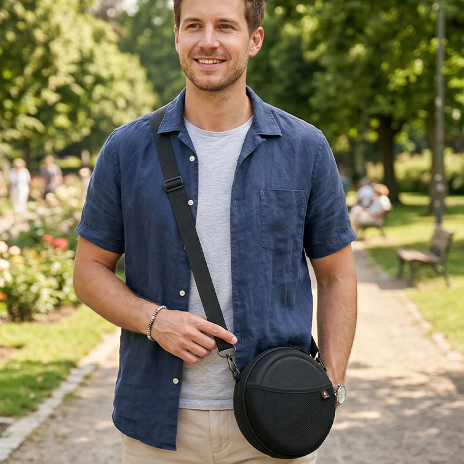 Travel Storage Case for 6 Inch CD Player Cable Accessories Mini Shoulder Bags with Adjustable Strap with Net Drop-Proof