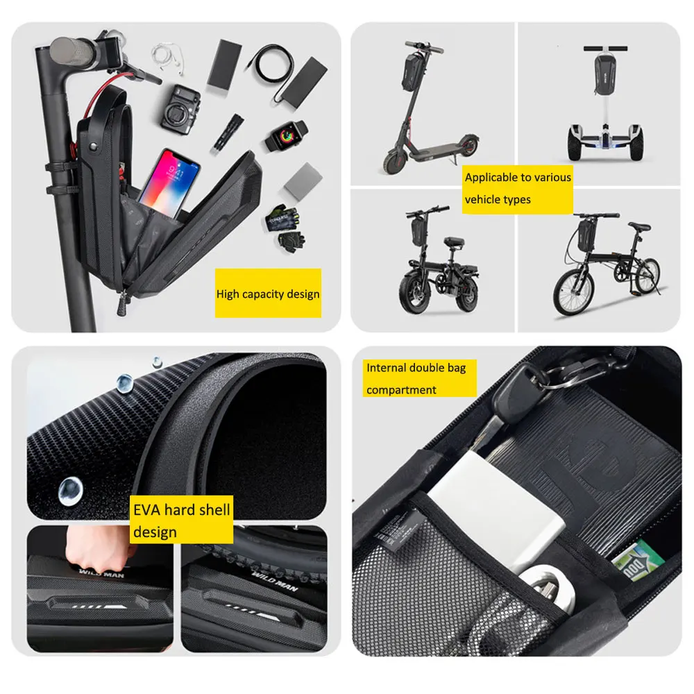 WILD MAN Electric Scooter Bag Accessories Electric Vehicle Bag Rainproof for Xiaomi Scooter Front Bag Bicycle Bag Bike Parts