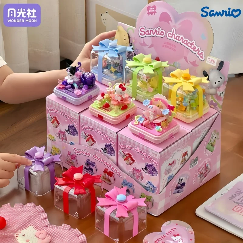 Wonder Moon Building Blocks Sanrio Hello Kitty Fingertip Series Kuromi My Melody Small Particle Assembled Toy Children's Gift