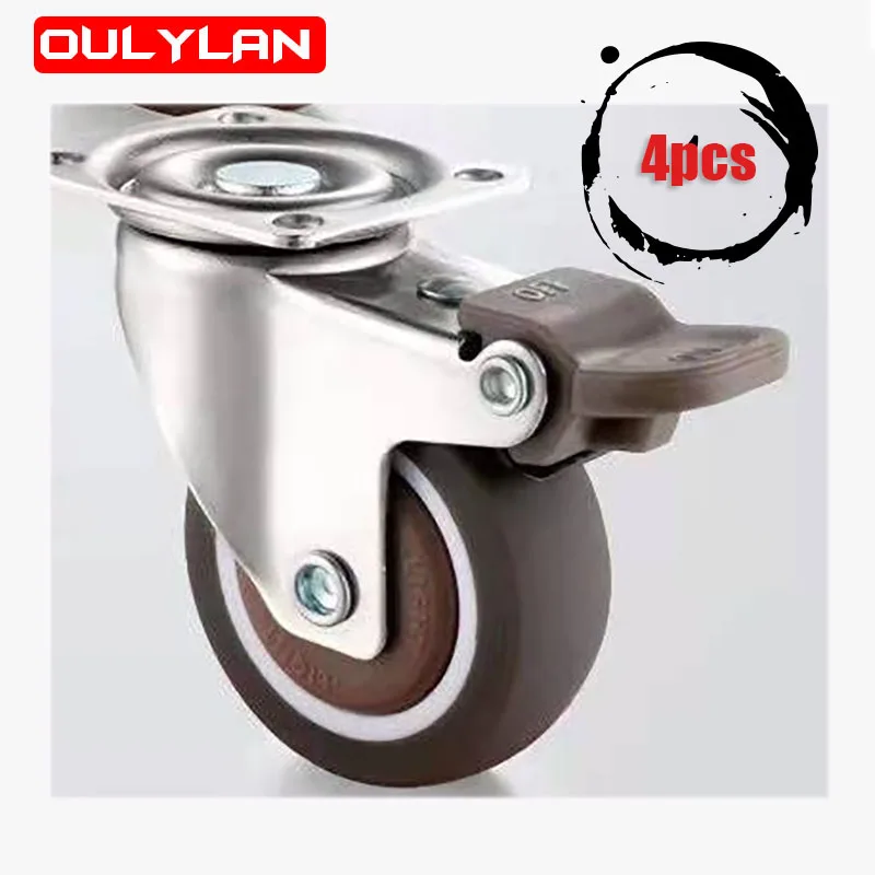 

4 Pcs Furniture Castors Heavy Duty Casters L-Shaped Soft Rubber Caster Wheels for furniture Durable Sturdy Locking