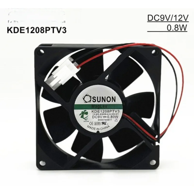 

N FOR SUNON KDE1208PTV3 9V/12V 0.06A 0.8W 8025 8CM 2-PIN Magnetic levitation fan