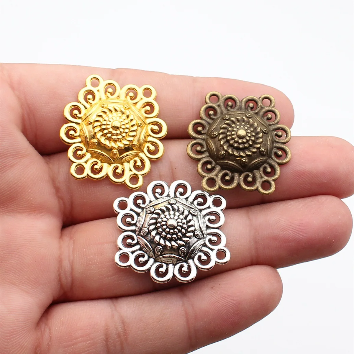 WYSIWYG 10pcs 29x27mm 3 Colors 4-Hole Body Chain Waist Chain Forehead Chain Connector