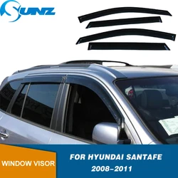 Side Window Deflectors For Hyundai Santafe Santa fe 2008 2009 2010 2011 Acrylic Black Door Visor Sun Rain Guards SUNZ
