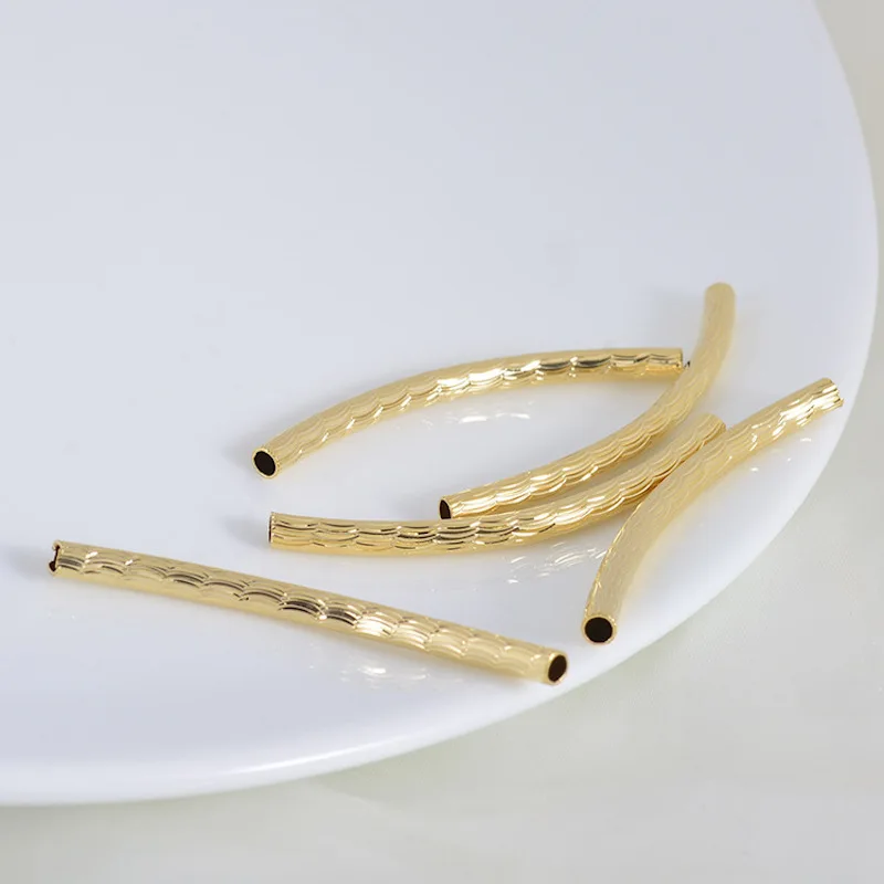 20pcs DIY accessories 45 * 3 mm gold smooth car cost general pipe bend charm for bracelet necklace