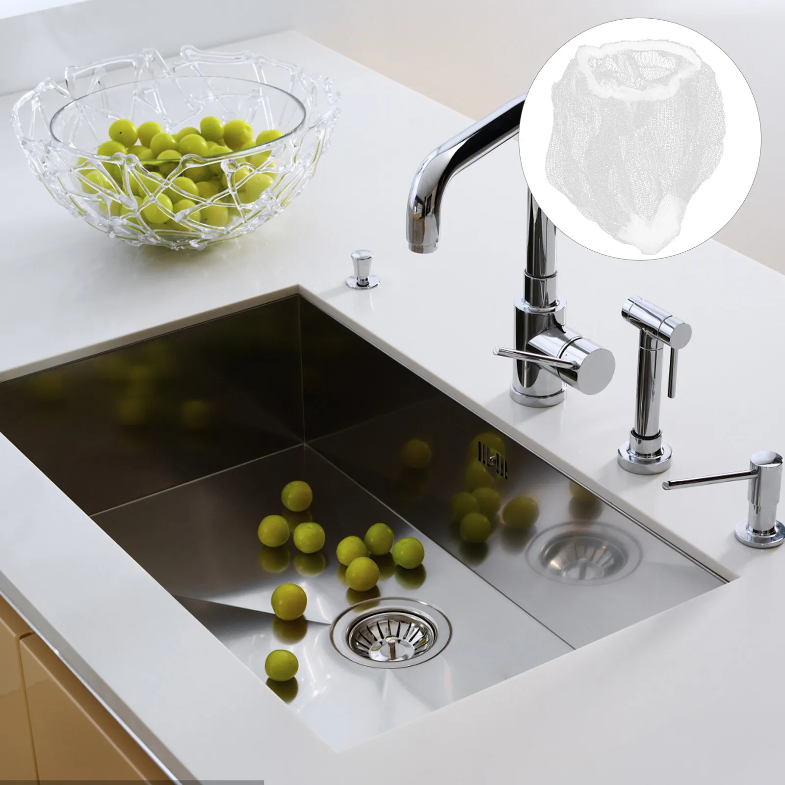 200Pcs Sink Strainer Mesh Bag High-Density Filter Net for Kitchen Bathroom Drain Protection Disposable Easy Install Catch Food