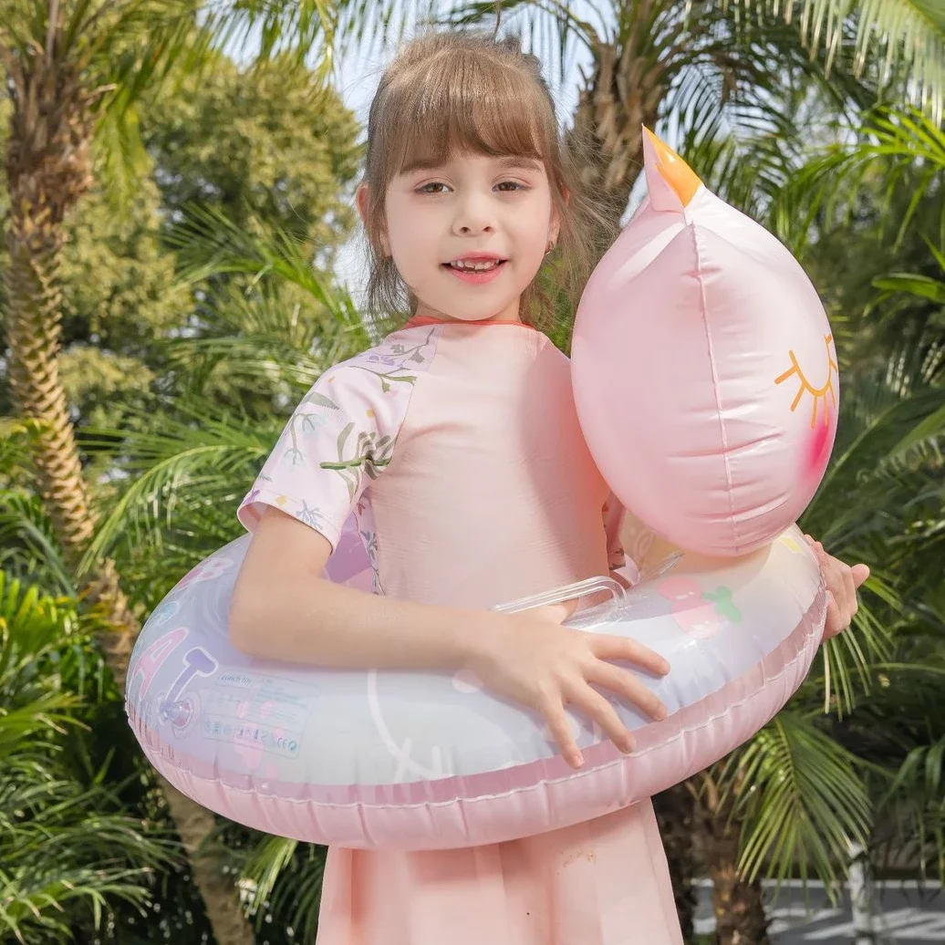 Juguetes inflables para niños, anillo de natación, corona, gato, Fiesta EN LA Piscina de verano, círculo flotante inflable con mango, juguetes acuáticos para niños