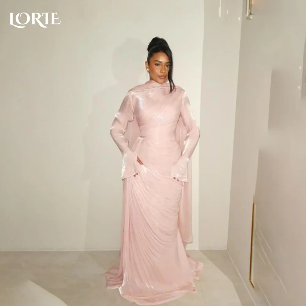 

LORIE Muslim Crepe Evening Dress A-Line Flared Sleeve Bobycon Prom Dress Long Sleeve Party Gown Customized Brithdays Dress