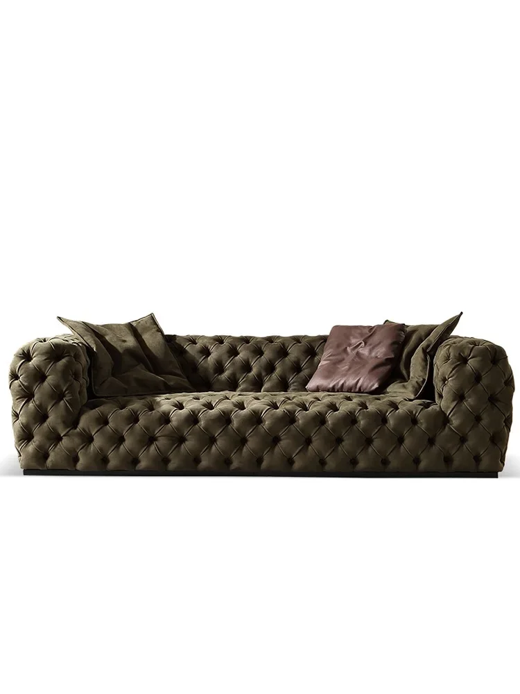 

Lunar surface pull-up sofa, light luxury matte leather straight row